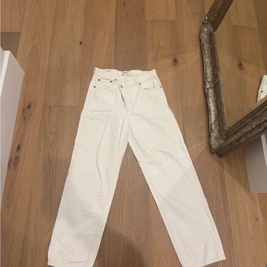 Agolde Women’s Criss Cross White Straight Leg Jeans